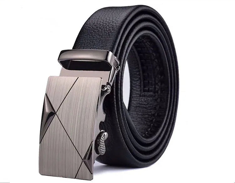 Elynico Men's Automatic Buckle Belt – Genuine Leather, High-Quality Casual Strap