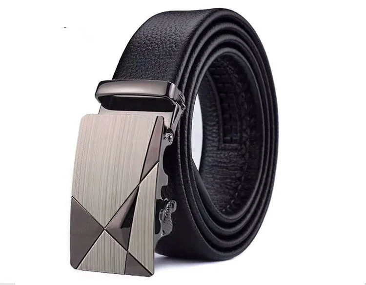 Elynico Men's Automatic Buckle Belt – Genuine Leather, High-Quality Casual Strap