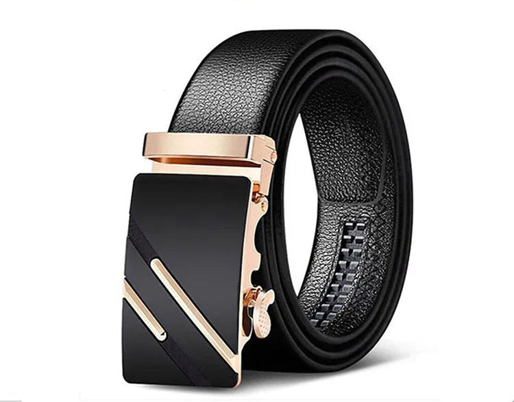 Elynico Men's Automatic Buckle Belt – Genuine Leather, High-Quality Casual Strap