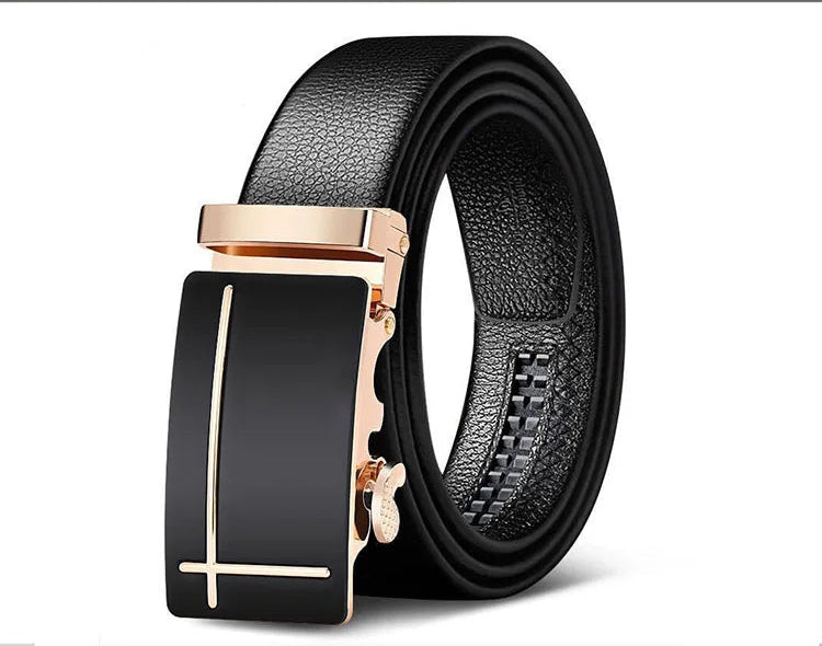 Elynico Men's Automatic Buckle Belt – Genuine Leather, High-Quality Casual Strap