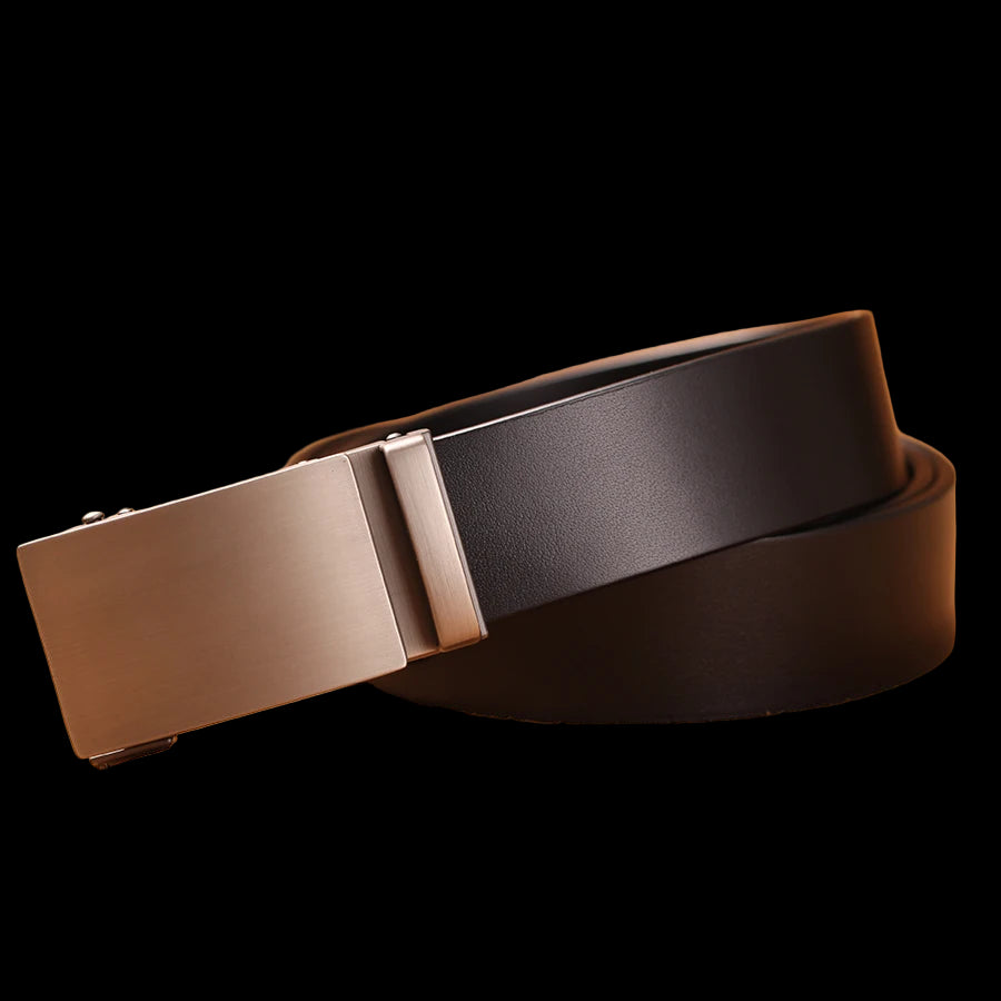 Elynico Formal Men’s Leather Belt – Genuine Cowhide with Automatic Buckle