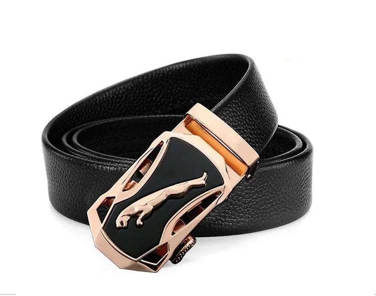 Elynico Men's Automatic Buckle Belt – Genuine Leather, High-Quality Casual Strap