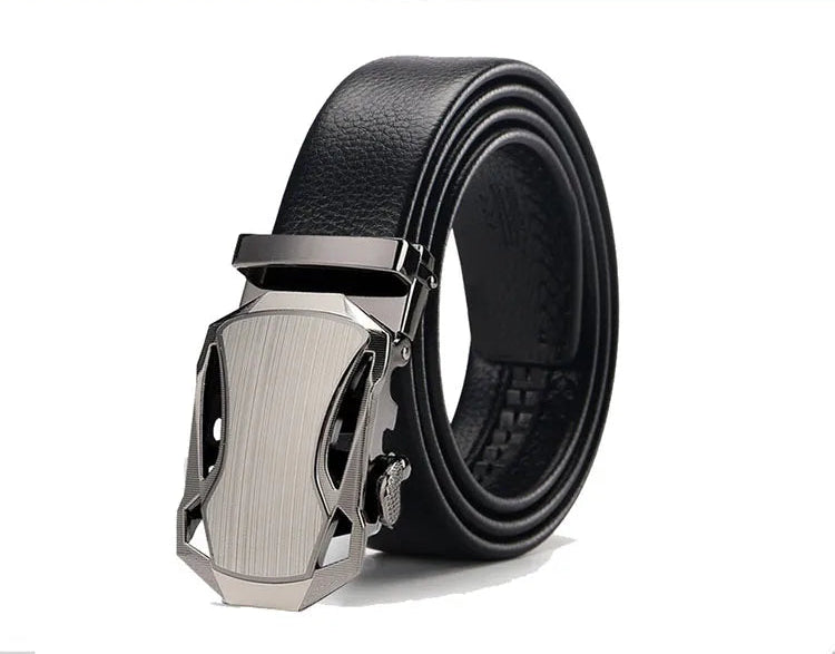 Elynico Men's Automatic Buckle Belt – Genuine Leather, High-Quality Casual Strap