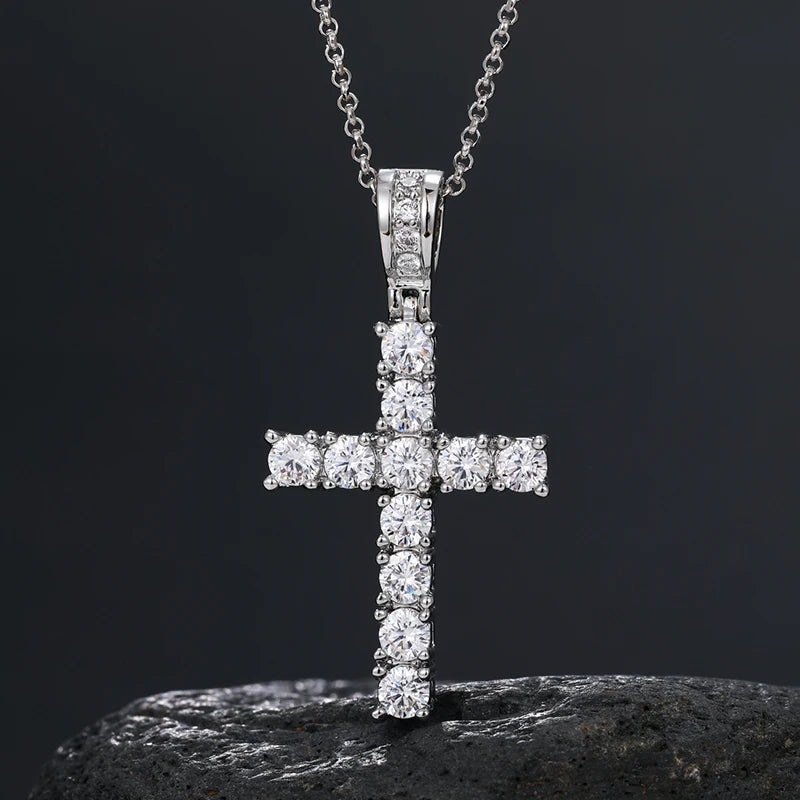 Elynico S925 Iced Out Cross Pendant – Unisex Gold & Silver Edition
