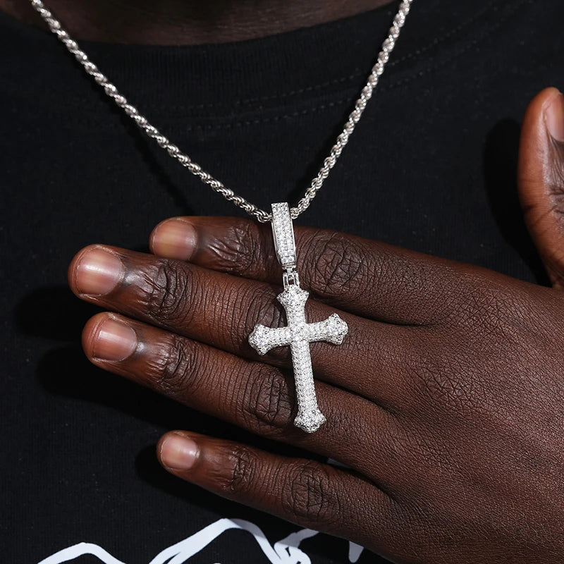 Elynico S925 Iced Out Cross Pendant – Unisex Gold & Silver Edition