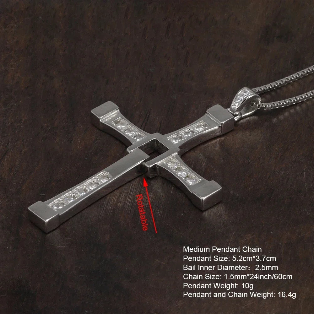 Elynico Fast & Furious Zircon Cross Necklace