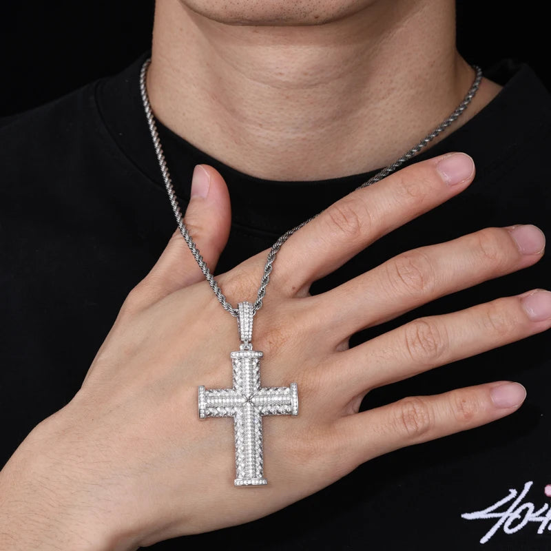 Elynico S925 Iced Out Cross Pendant – Unisex Gold & Silver Edition
