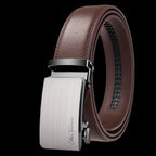 Elynico Men’s Classic Leather Belt – Designer Style with Alloy Auto Buckle