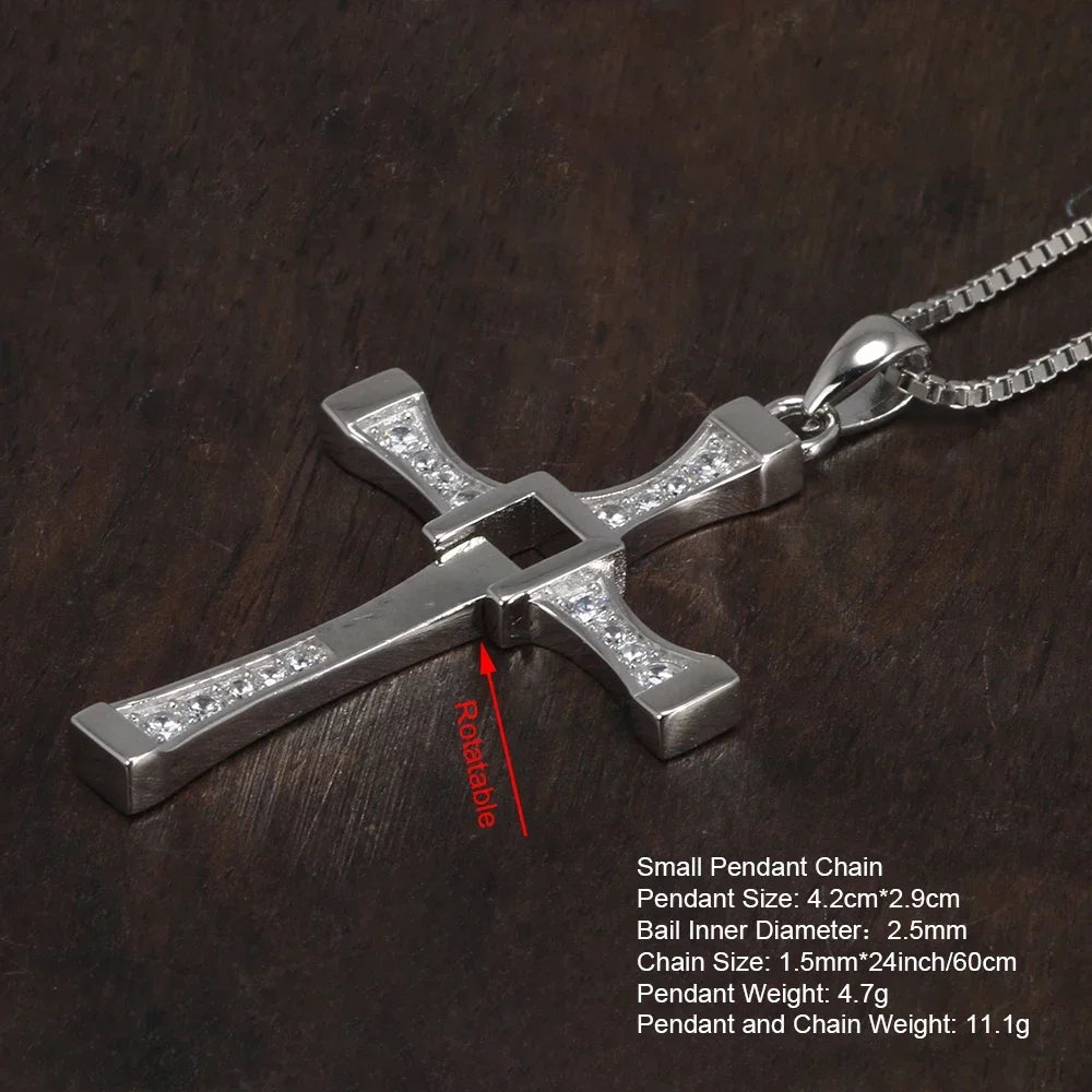 Elynico Fast & Furious Zircon Cross Necklace