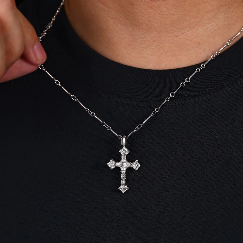 Elynico S925 Iced Out Cross Pendant – Unisex Gold & Silver Edition