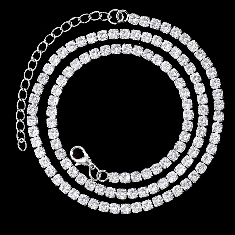Elynico Prong Cuban Link Chain – Iced Out 2-Row Rhinestone Miami Necklace (Unissex)