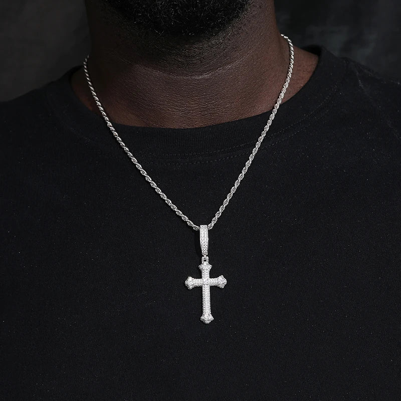 Elynico S925 Iced Out Cross Pendant – Unisex Gold & Silver Edition