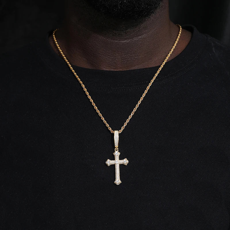 Elynico S925 Iced Out Cross Pendant – Unisex Gold & Silver Edition