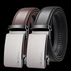 Elynico Men’s Classic Leather Belt – Designer Style with Alloy Auto Buckle