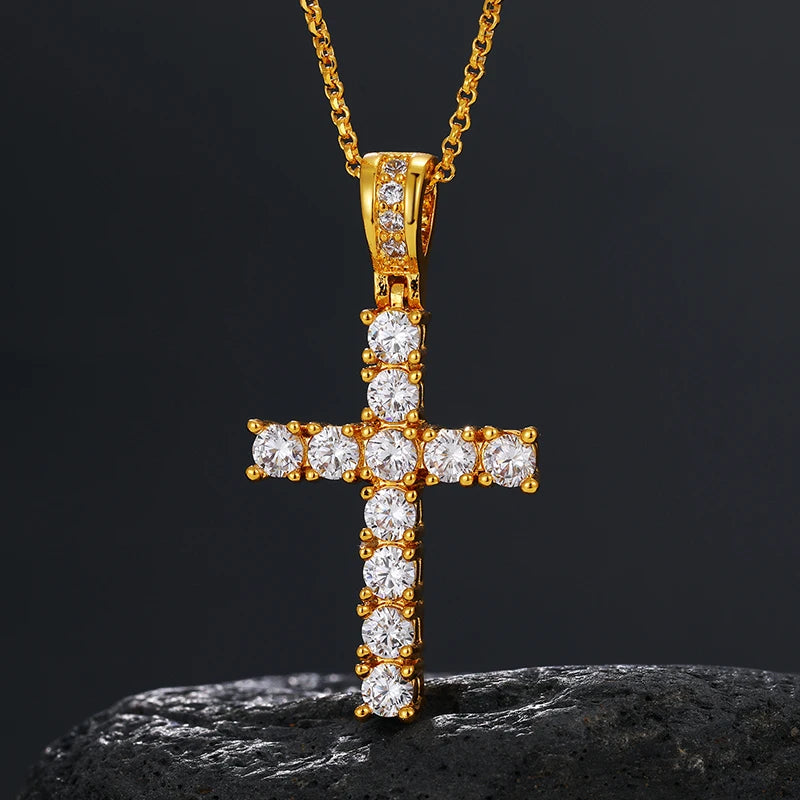 Elynico S925 Iced Out Cross Pendant – Unisex Gold & Silver Edition