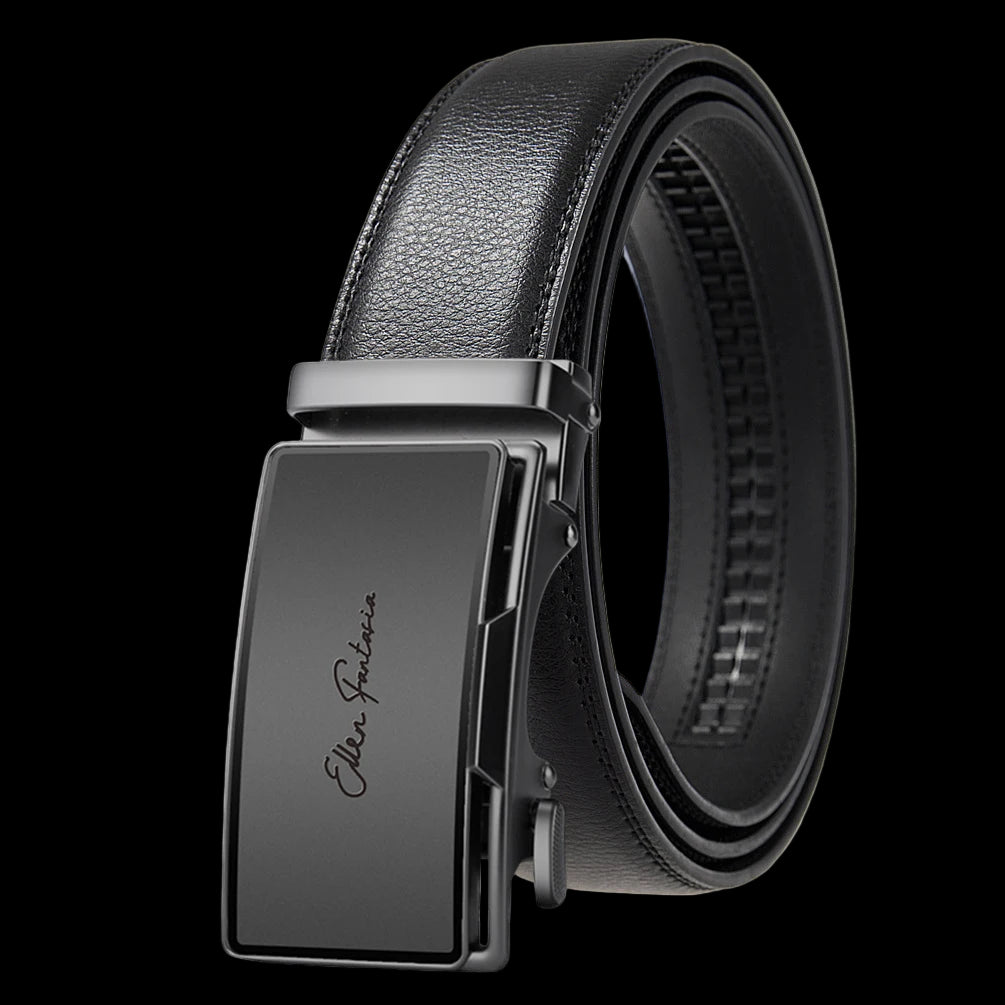 Elynico Men’s Classic Leather Belt – Designer Style with Alloy Auto Buckle