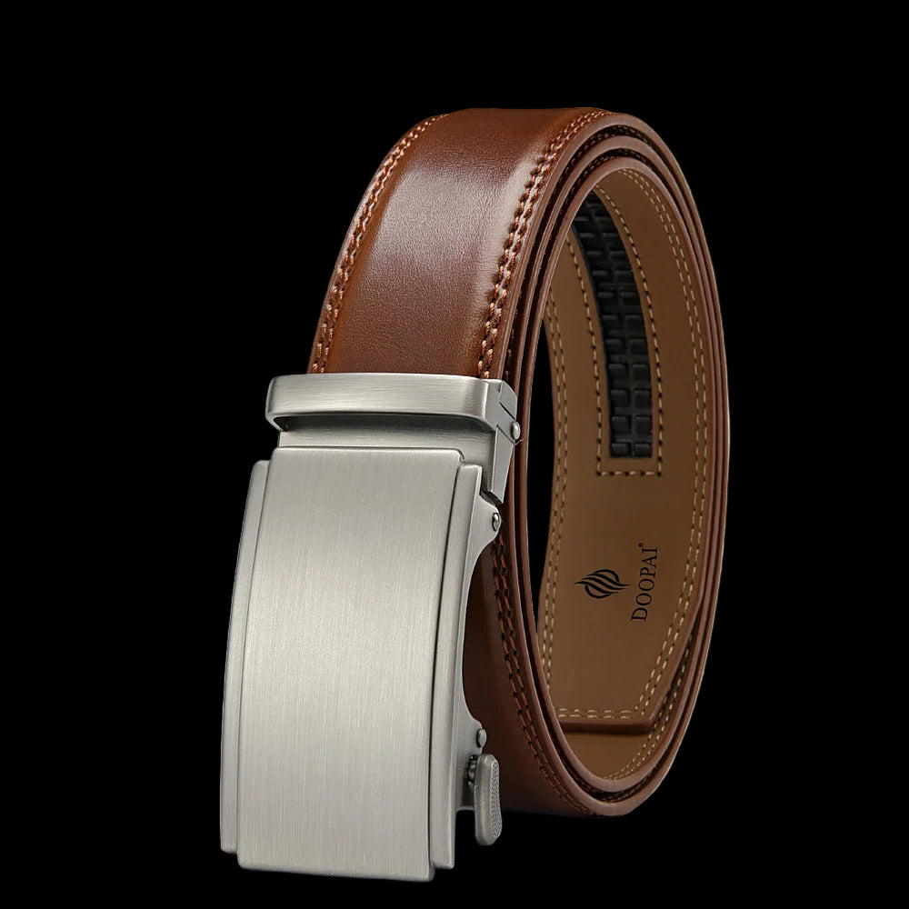 Elynico Men’s Business Leather Belt – Elegant Automatic Alloy Buckle