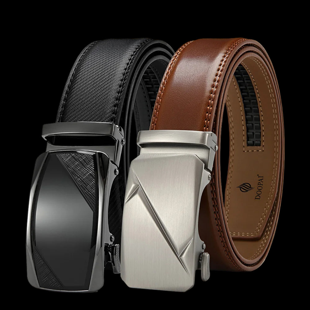 Elynico Men’s Business Leather Belt – Elegant Automatic Alloy Buckle