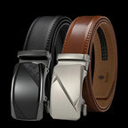 Elynico Men’s Business Leather Belt – Elegant Automatic Alloy Buckle