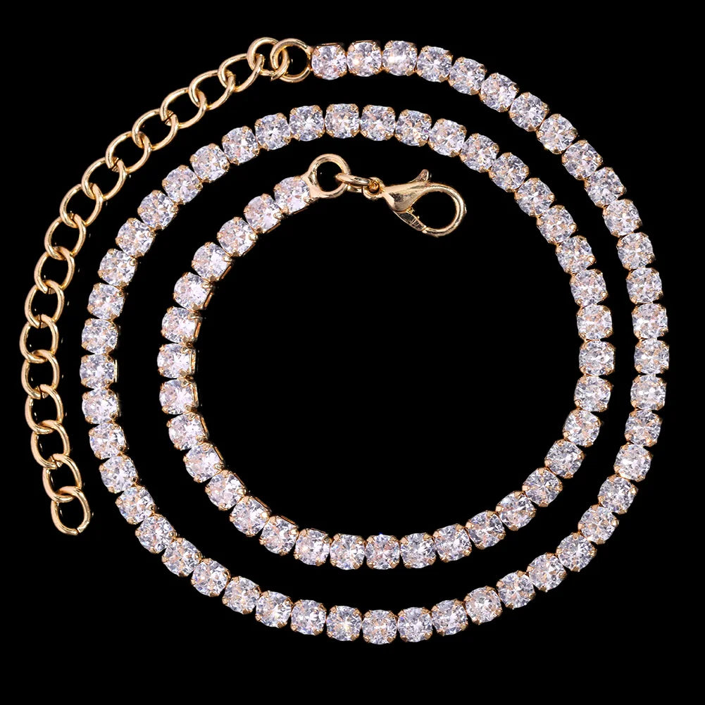 Elynico Prong Cuban Link Chain – Iced Out 2-Row Rhinestone Miami Necklace (Unissex)