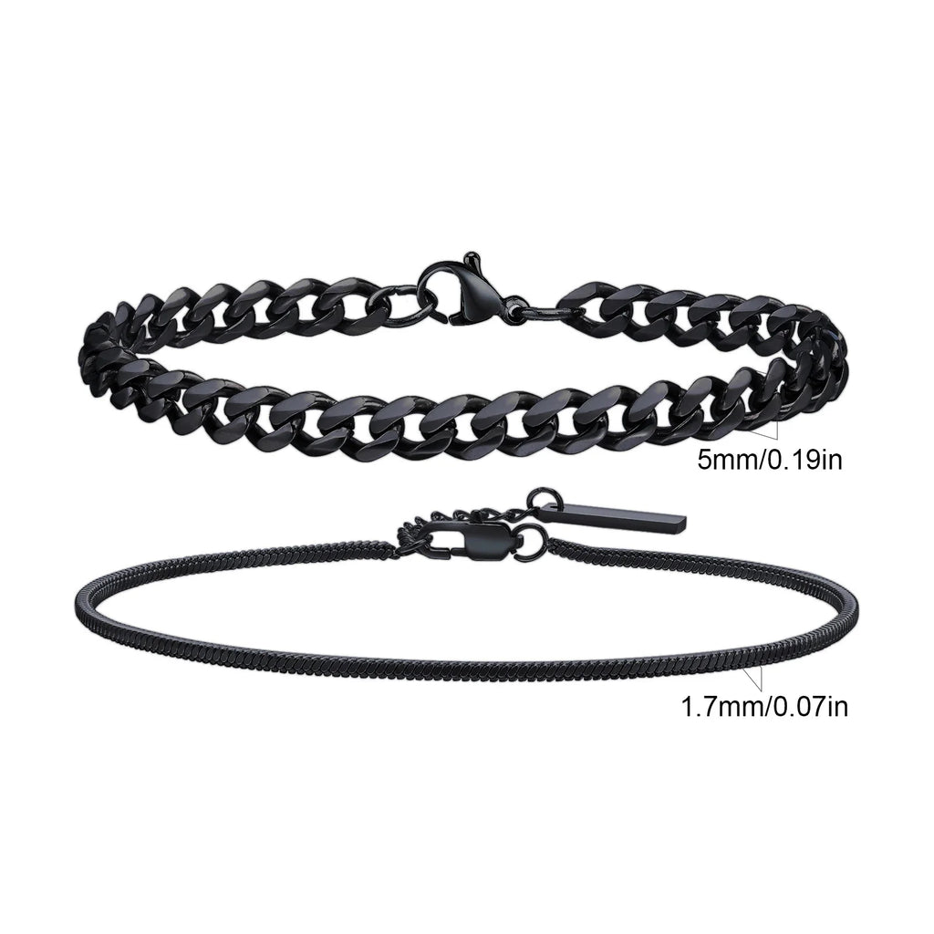 Elynico 2PCS Men's Chain Set – Premium Twist Rope & Cuban Link Designs