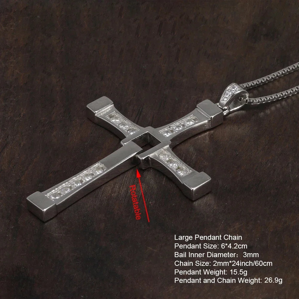 Elynico Fast & Furious Zircon Cross Necklace