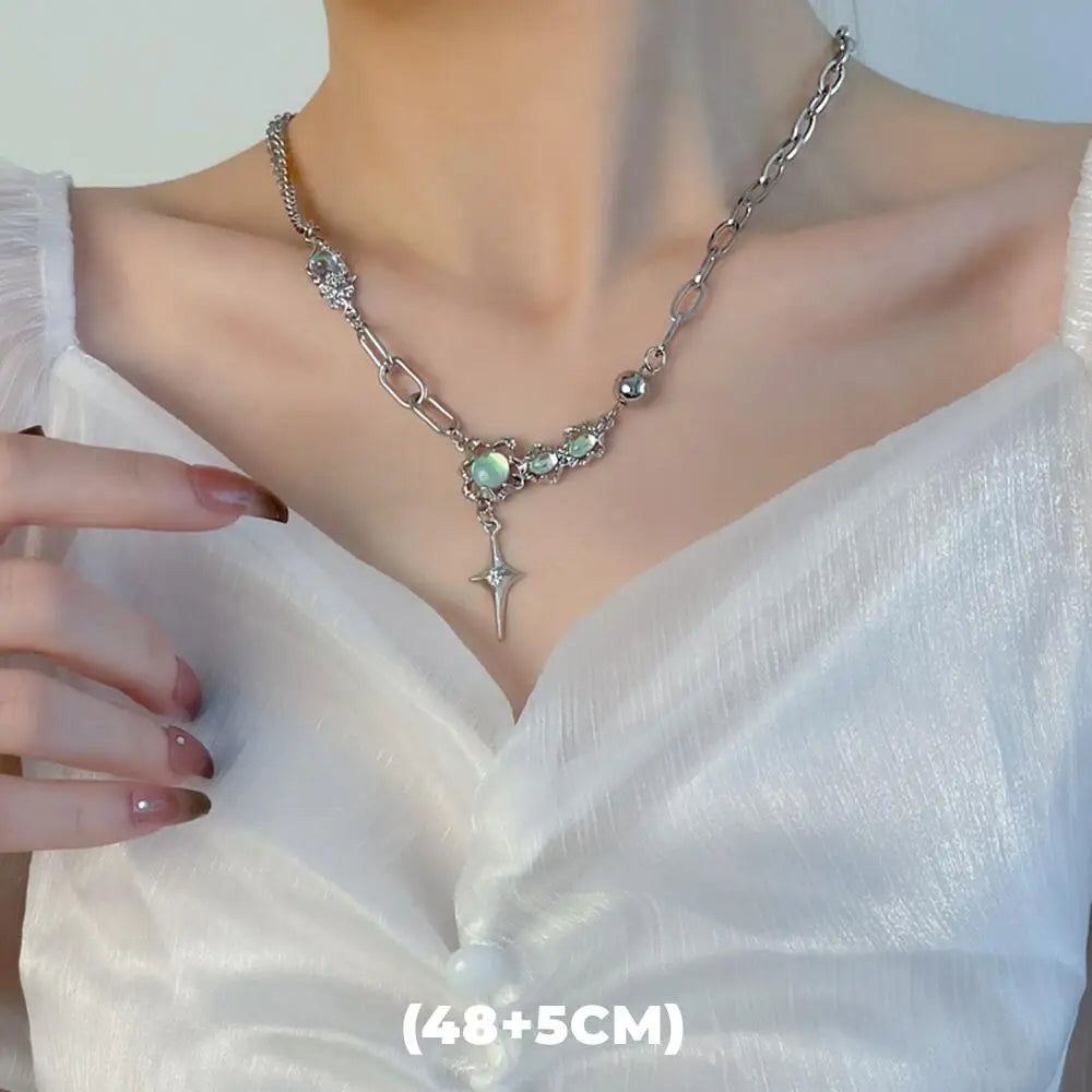 Colar Elynico Star Double Layer – Aço Titanizado, Dupla Camada, Estilo Hip-Hop Unissex