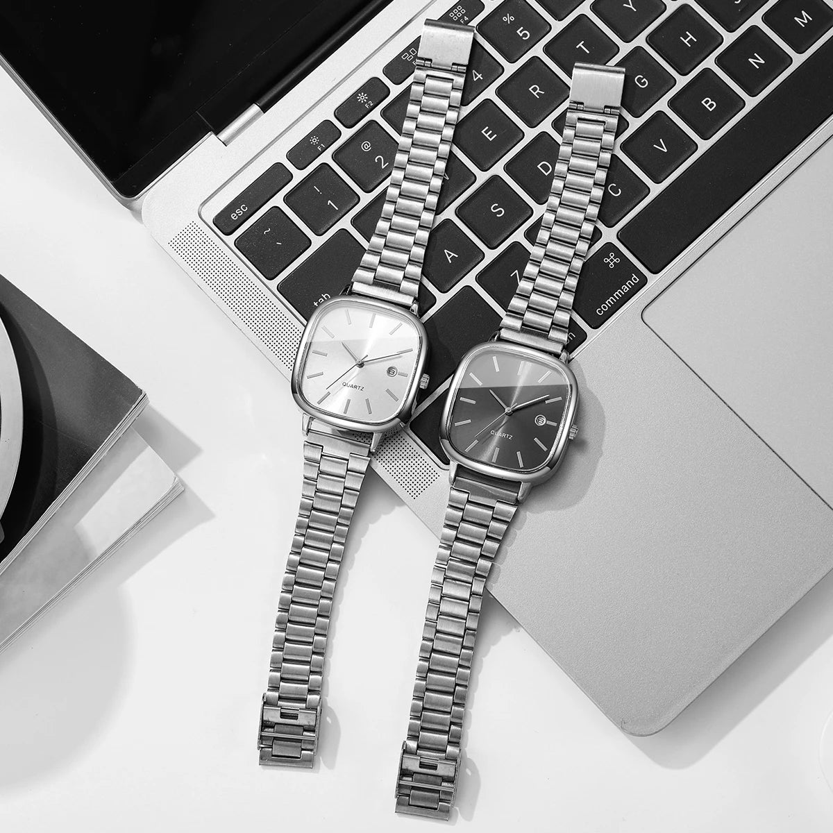 Relógio Elynico Fashion Square – Calendário, Quartzo, Masculino, Analógico, Estilo Business (Sem Caixa)