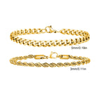 Elynico 2PCS Men's Chain Set – Premium Twist Rope & Cuban Link Designs