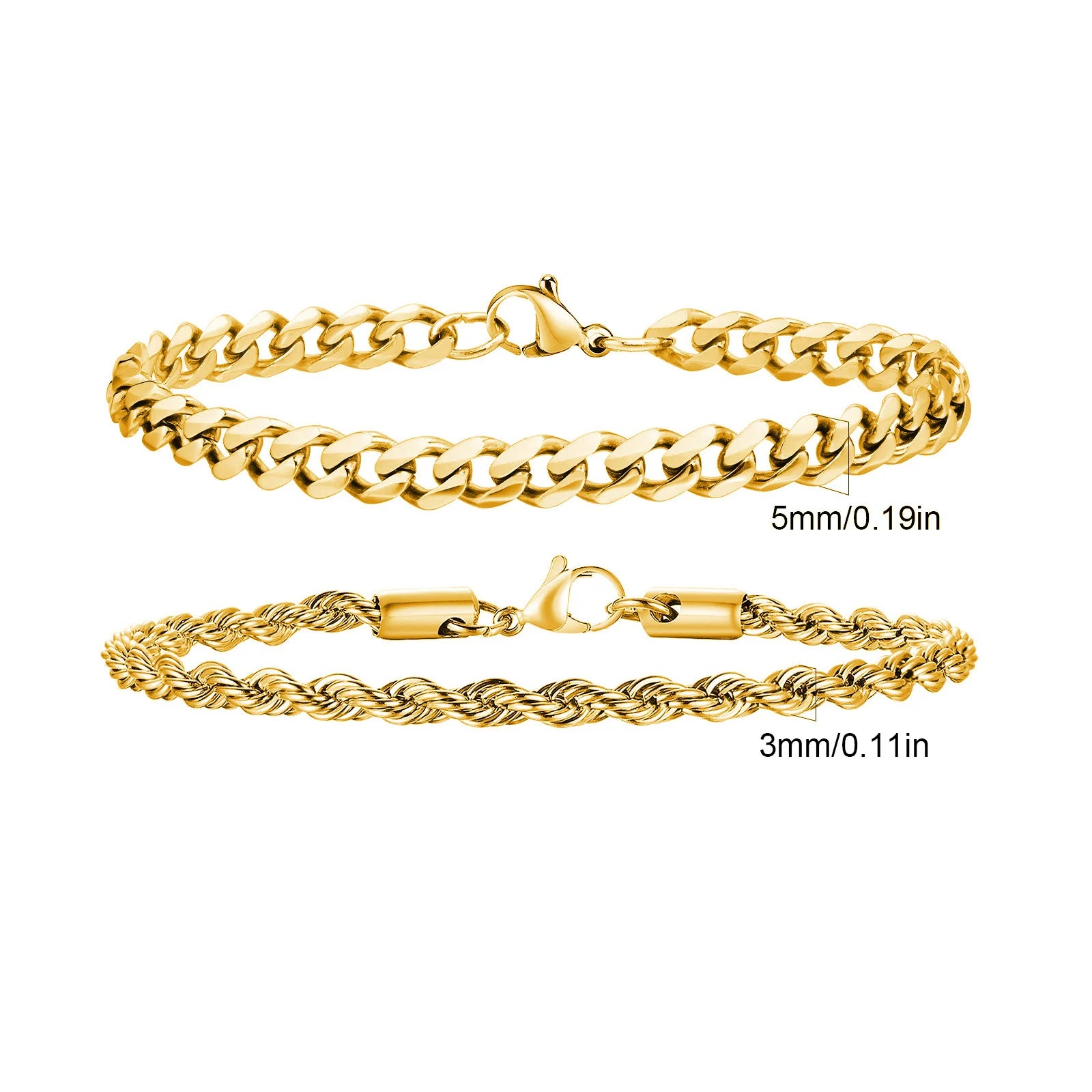Elynico 2PCS Men's Chain Set – Premium Twist Rope & Cuban Link Designs