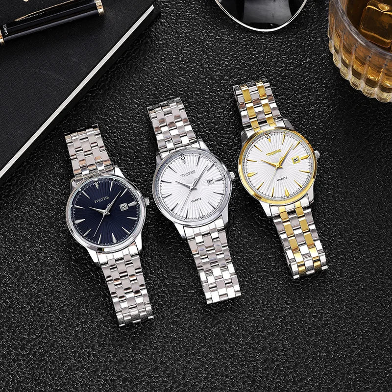 Elynico™ Luxury Diamond Quartz Watch – Steel Edition