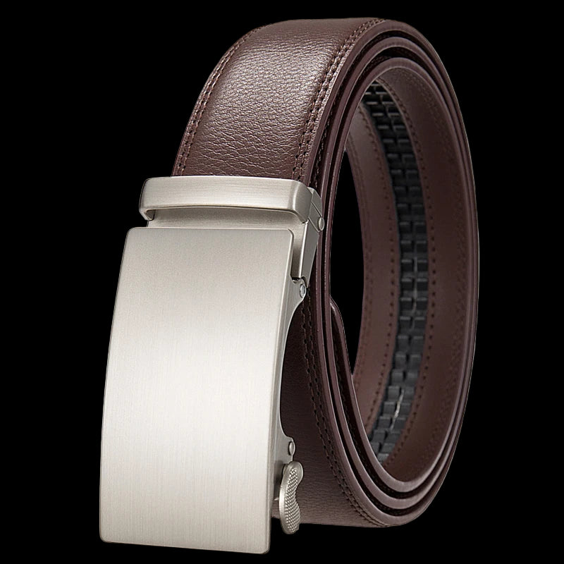 Elynico Men's Casual Leather Belt – Automatic Buckle, Adjustable Fit