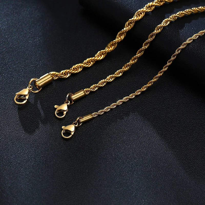 Elynico Rope Chain Bracelet – Unissex, Aço Inoxidável, Estilo Clássico